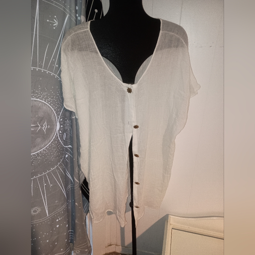 Gauze top or cover up for swimsuit
